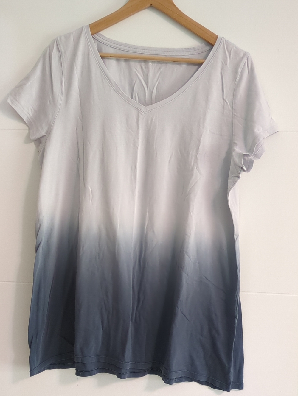 Pure J.jill Women’s V-Neck Ombre Short Sleeve Top  White Navy Sz L